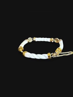 Vintage Chinese Good Luck Longevity Bracelet - Twisted Mother-of-Pearl